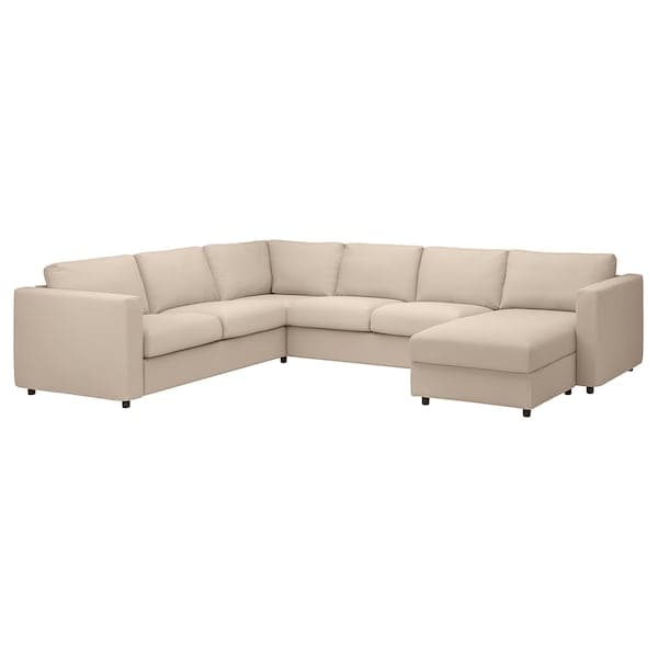 VIMLE Corner sofa 5 seats - with beige chaise-longue/Hallarp , - best price from Maltashopper.com 09399670