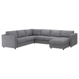 VIMLE corner sofa, 5-seat, with chaise longue/Lejde grey/black, 15x68x98 cm