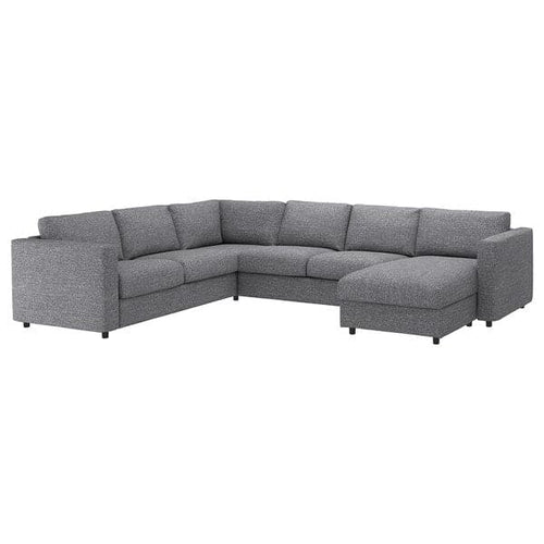 VIMLE - 5 seater corner sofa with chaise-longue/Lejde grey/black ,