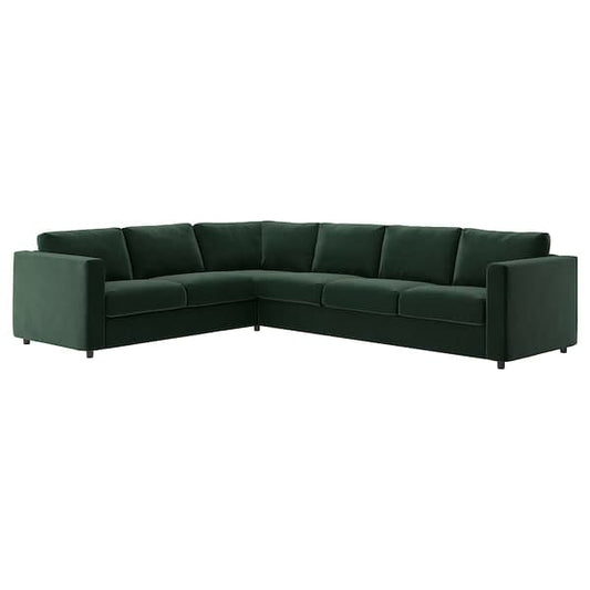 VIMLE - 5-seater corner sofa, Djuparp dark green , - best price from Maltashopper.com 99434136