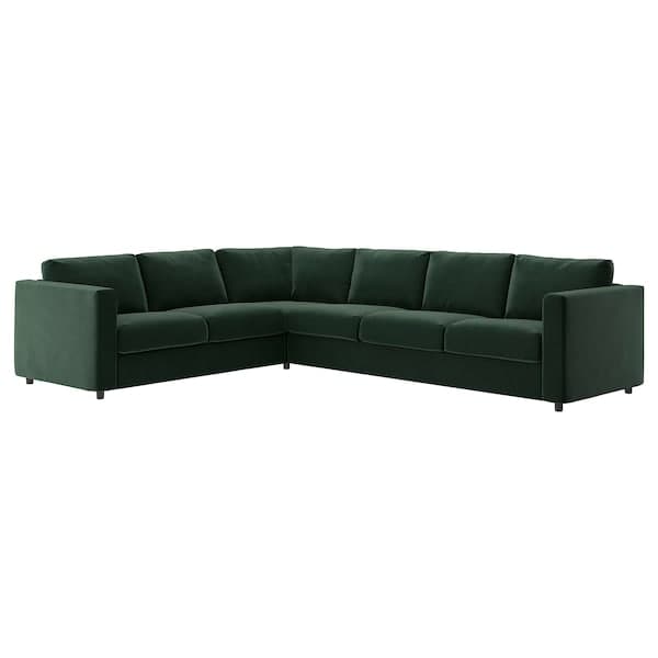VIMLE - 5-seater corner sofa, Djuparp dark green , - best price from Maltashopper.com 99434136