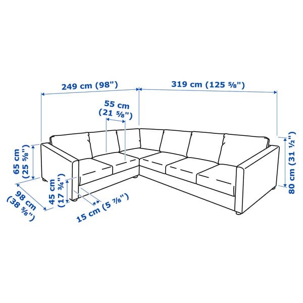 VIMLE 5-seater corner sofa - Grann/Bomstad black , - best price from Maltashopper.com 69306748