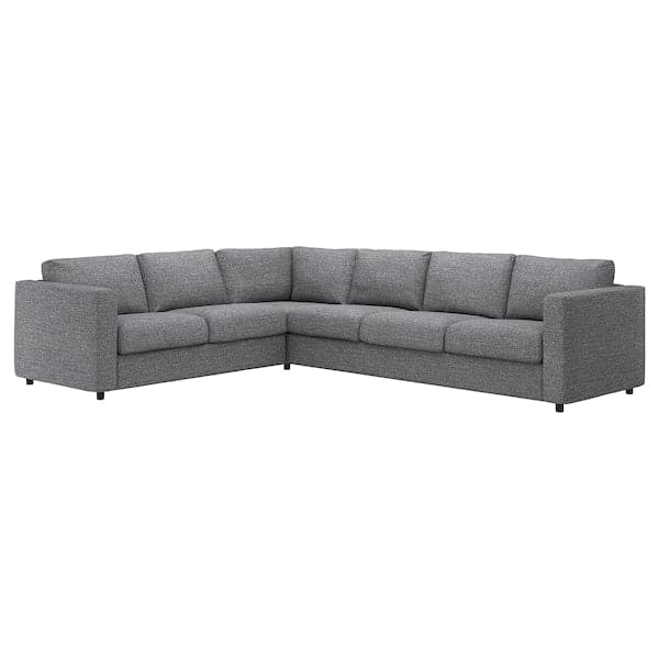 VIMLE - 5 seater corner sofa, Lejde grey/black , - best price from Maltashopper.com 19434456
