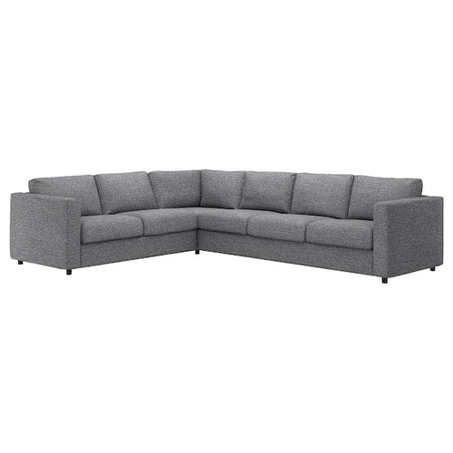 VIMLE - 5 seater corner sofa, Lejde grey/black ,