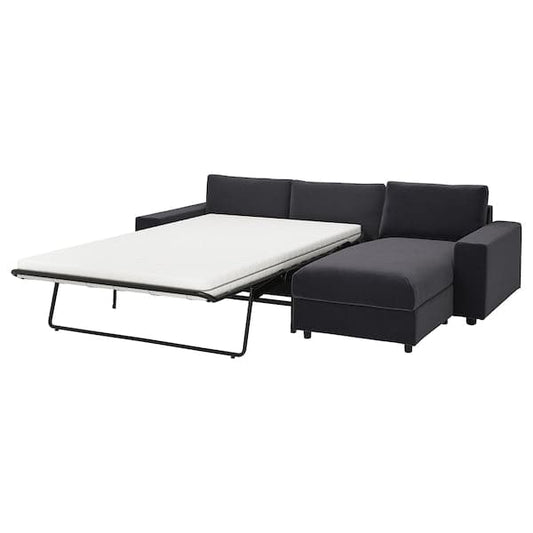 Ikea VIMLE - 3-seater sofa bed/chaise-longue, with wide armrests/Djuparp dark grey ,