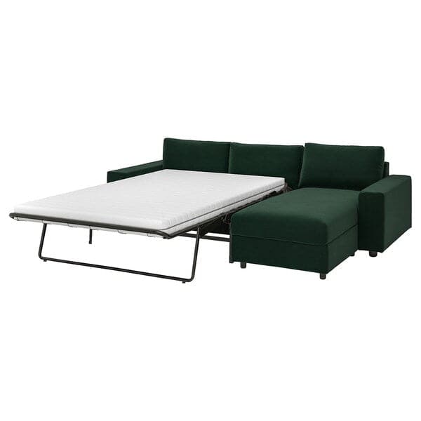 Ikea VIMLE - 3-seater sofa bed/chaise-longue, with wide armrests/Djuparp dark green ,