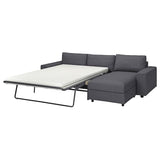 VIMLE 3-seat sofa-bed with chaise longue, with wide armrests Gunnared/medium grey, 285 cm