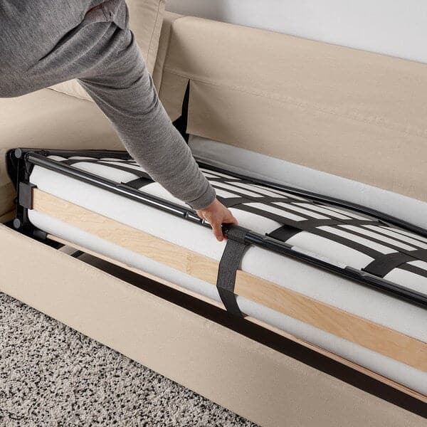 VIMLE - 3-seater sofa bed/chaise-longue, with wide armrests/Hallarp beige , - best price from Maltashopper.com 79537084