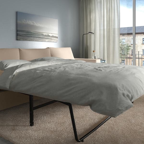 VIMLE - 3-seater sofa bed/chaise-longue, with wide armrests/Hallarp beige , - best price from Maltashopper.com 79537084