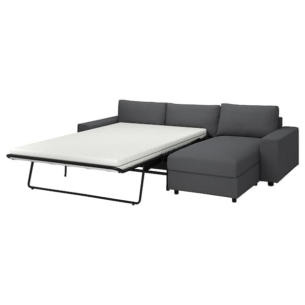 Ikea VIMLE - 3-seater sofa bed/chaise-longue, with wide armrests/Hallarp grey ,