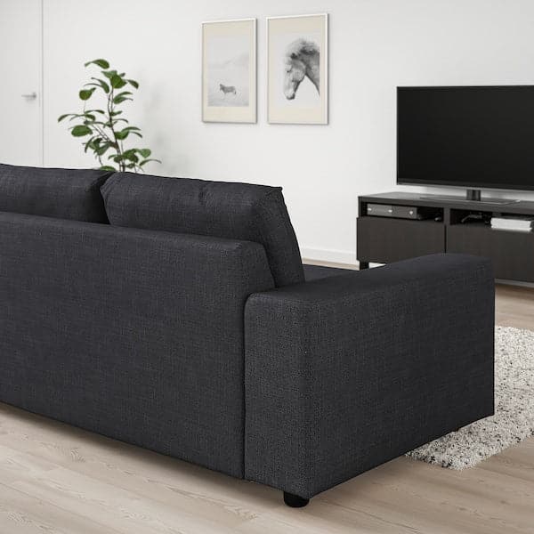 VIMLE - 3-seater sofa bed/chaise-longue, with wide armrests/Hillared anthracite , - best price from Maltashopper.com 49555512