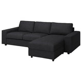 VIMLE 3-seat sofa-bed with chaise longue, with wide armrests/Hillared anthracite, 285 cm