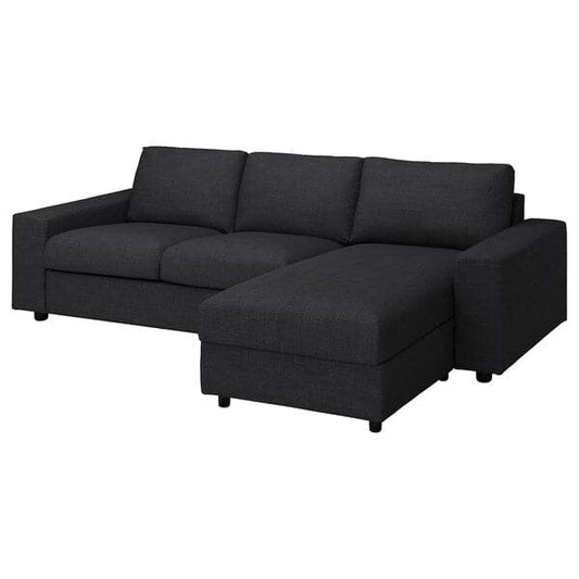 Ikea VIMLE - 3-seater sofa bed/chaise-longue, with wide armrests/Hillared anthracite ,