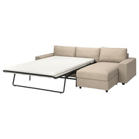 VIMLE - 3-seater sofa bed/chaise-longue, with wide armrests/Hillared beige , - best price from Maltashopper.com 09562128