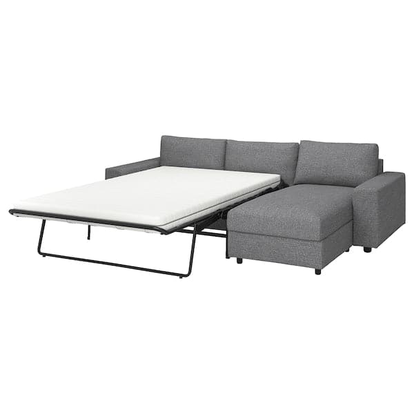 VIMLE - 3-seater sofa bed/chaise-longue, with wide armrests/Lejde grey/black , - best price from Maltashopper.com 89537291