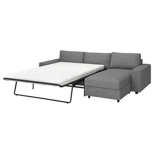 VIMLE - 3-seater sofa bed/chaise-longue, with wide armrests/Lejde grey/black ,