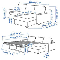 VIMLE - 3-seater sofa bed/chaise-longue, with wide armrests/Lejde red/brown , - best price from Maltashopper.com 19537553