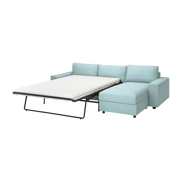 VIMLE - 3-seater sofa bed/chaise-longue, with wide armrests/Saxemara blue , - best price from Maltashopper.com 09537228