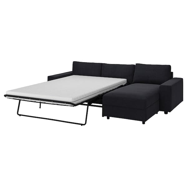 VIMLE - 3-seater sofa bed/chaise-longue, with wide armrests/Saxemara blue-black , - best price from Maltashopper.com 29537227