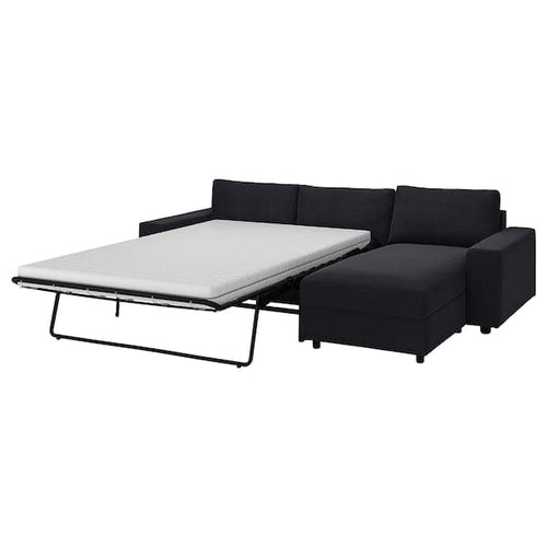 VIMLE - 3-seater sofa bed/chaise-longue, with wide armrests/Saxemara blue-black ,