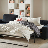 VIMLE - 3-seater sofa bed/chaise-longue, with wide armrests/Saxemara blue-black , - best price from Maltashopper.com 29537227