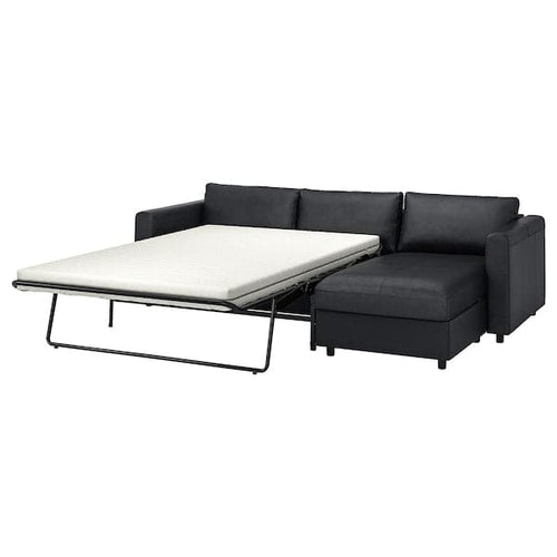 VIMLE Sofa bed 3 seater/chaise-longue - Grann/Bomstad black ,
