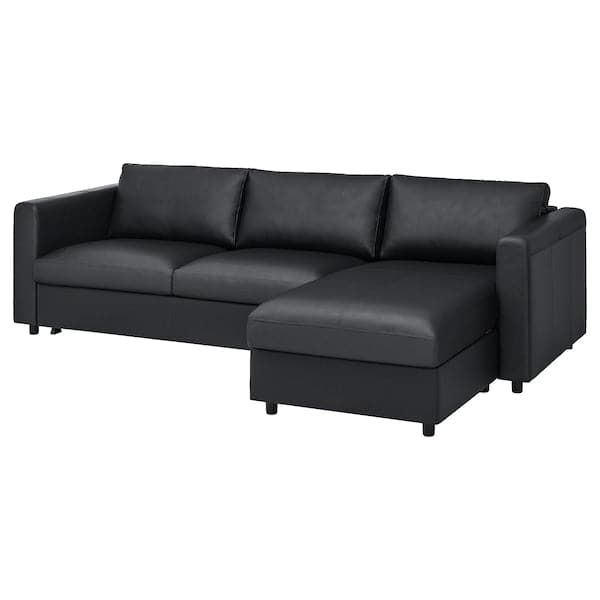 VIMLE Sofa bed 3 seater/chaise-longue - Grann/Bomstad black , - best price from Maltashopper.com 59477359
