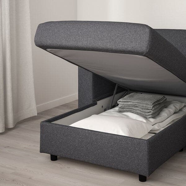 VIMLE - 3-seater sofa bed/chaise-longue, Gunnared smoke grey , - best price from Maltashopper.com 79545282