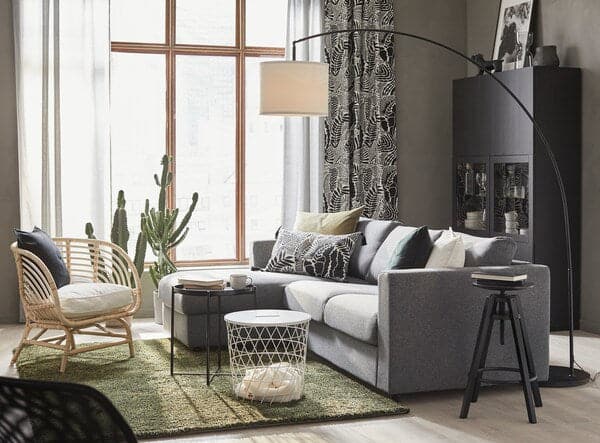 Ikea VIMLE - 3-seater sofa bed/chaise-longue, Gunnared smoke grey ,