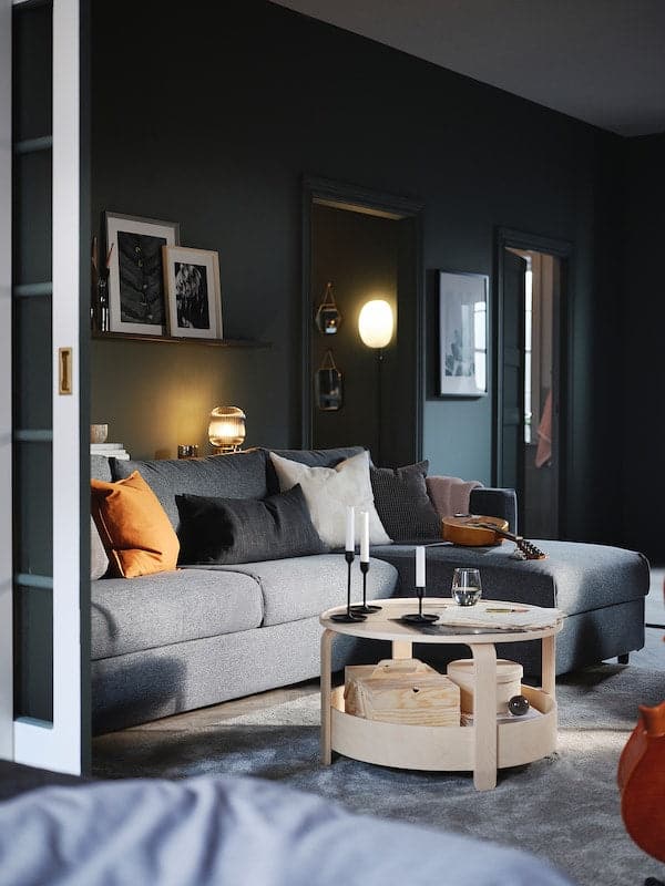 Ikea VIMLE - 3-seater sofa bed/chaise-longue, Gunnared smoke grey ,