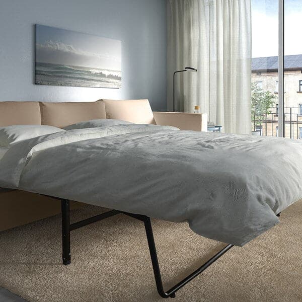 VIMLE - 3-seater sofa bed/chaise-longue, Hallarp beige , - best price from Maltashopper.com 49537066