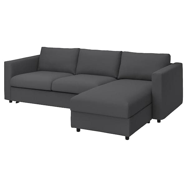 VIMLE - 3-seater sofa bed/chaise-longue, Hallarp grey , - best price from Maltashopper.com 29537072