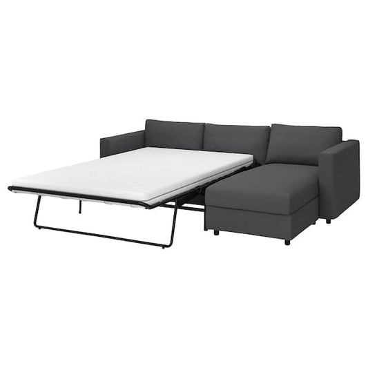 Ikea VIMLE - 3-seater sofa bed/chaise-longue, Hallarp grey ,