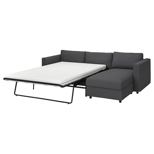 VIMLE - 3-seater sofa bed/chaise-longue, Hallarp grey ,