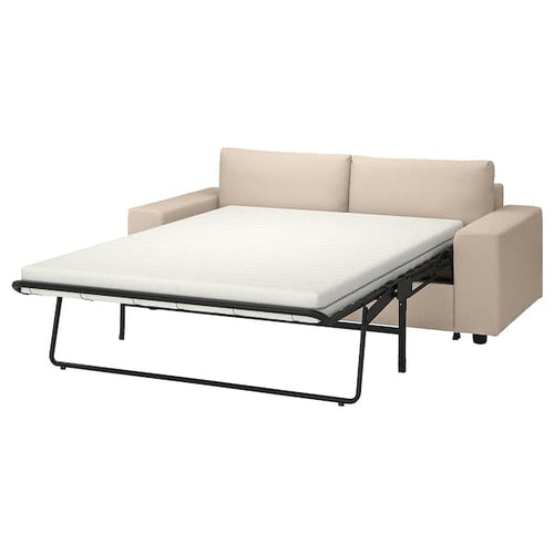 VIMLE - 2-seater sofa bed, with wide armrests/Hallarp beige ,