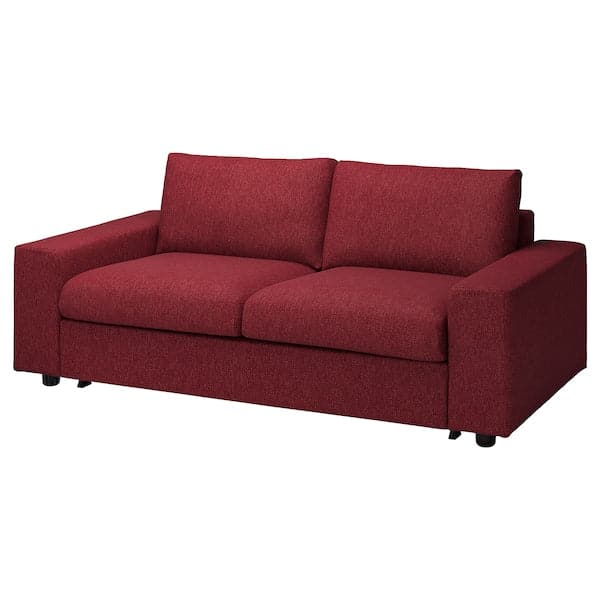 VIMLE - 2-seater sofa bed, with wide armrests/Lejde red/brown , - best price from Maltashopper.com 59537551