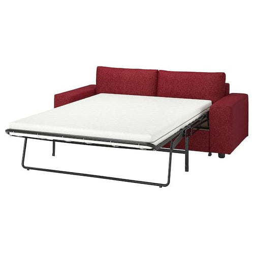 VIMLE - 2-seater sofa bed, with wide armrests/Lejde red/brown ,