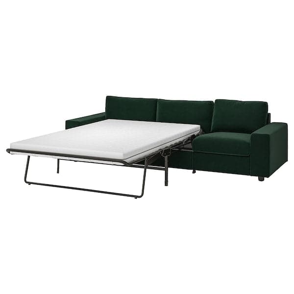 VIMLE - 3-seater sofa bed, with wide armrests/Djuparp dark green , - best price from Maltashopper.com 79537277