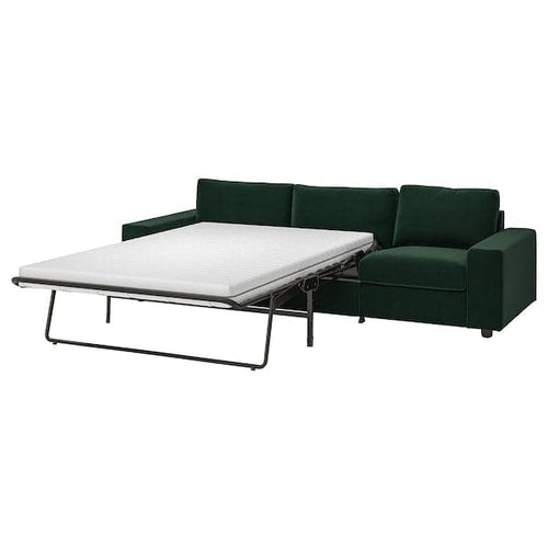 VIMLE - 3-seater sofa bed, with wide armrests/Djuparp dark green ,