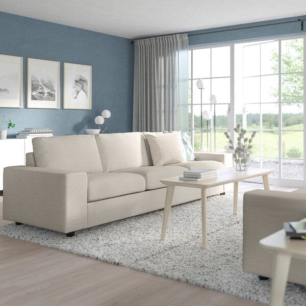 VIMLE - 3-seater sofa bed, with wide armrests/Gunnared beige , - best price from Maltashopper.com 79545215