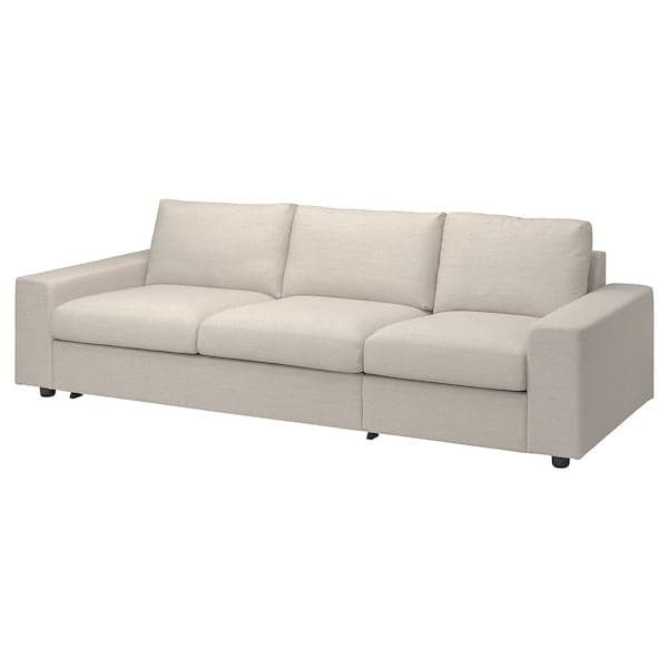 VIMLE - 3-seater sofa bed, with wide armrests/Gunnared beige , - best price from Maltashopper.com 79545215