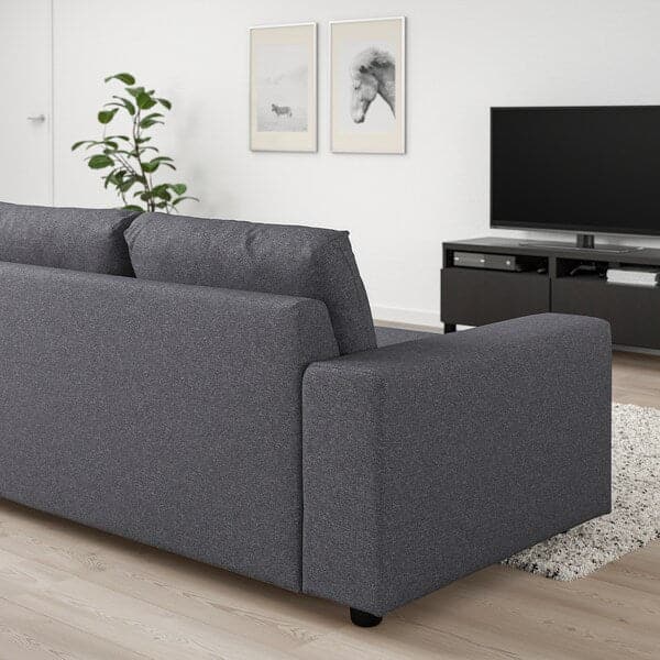 Ikea VIMLE - 3-seater sofa bed, with wide armrests/Gunnared smoky grey ,