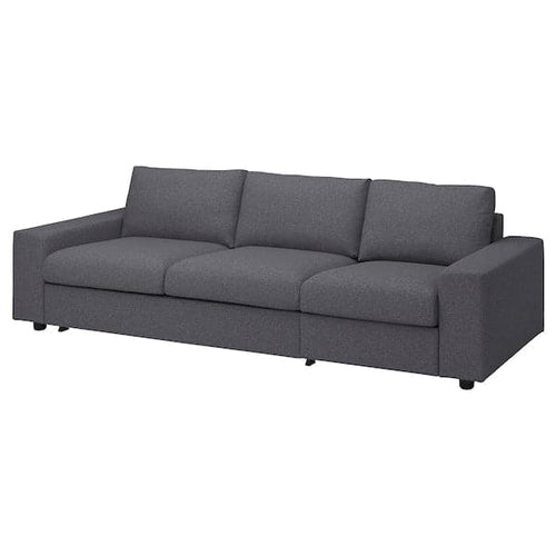 VIMLE - 3-seater sofa bed, with wide armrests/Gunnared smoky grey ,