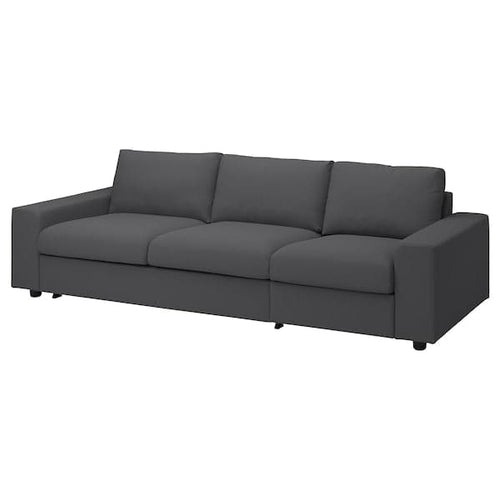 VIMLE - 3-seater sofa bed, with wide armrests/Hallarp grey ,