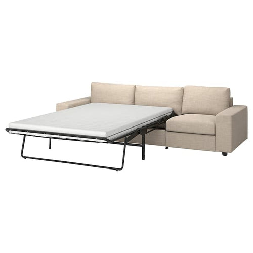 VIMLE - 3-seater sofa bed, with wide armrests/Hillared beige ,