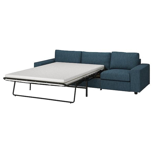 VIMLE - 3-seater sofa bed, with wide armrests/Hillared dark blue ,