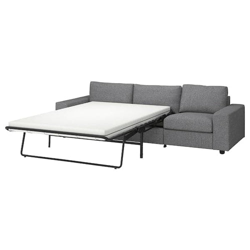 VIMLE - 3-seater sofa bed, with wide armrests/Lejde grey/black ,