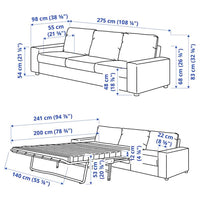 VIMLE - 3-seater sofa bed, with wide armrests/Lejde grey/black , - best price from Maltashopper.com 29537294