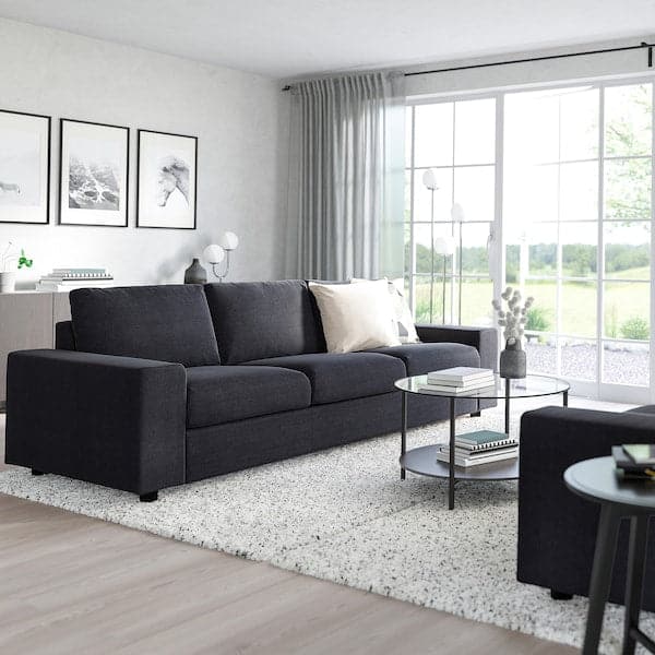 VIMLE - 3-seater sofa bed, with wide armrests/Saxemara blue-black , - best price from Maltashopper.com 29537232