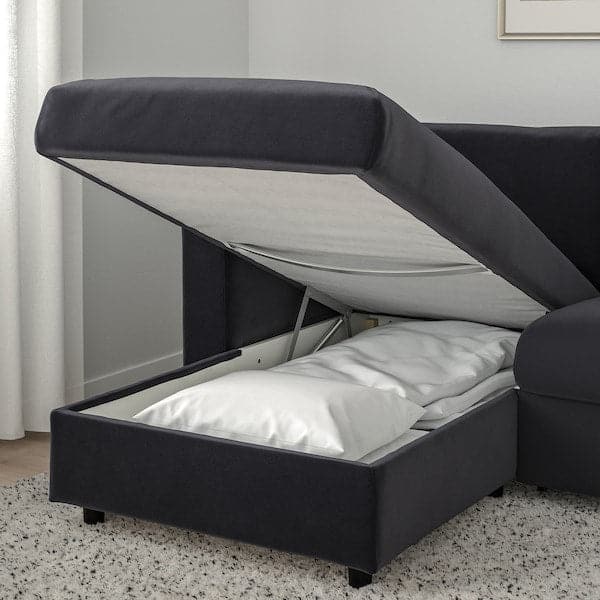 Ikea VIMLE - 3-seater sofa bed with chaise-longue/Djuparp dark grey ,